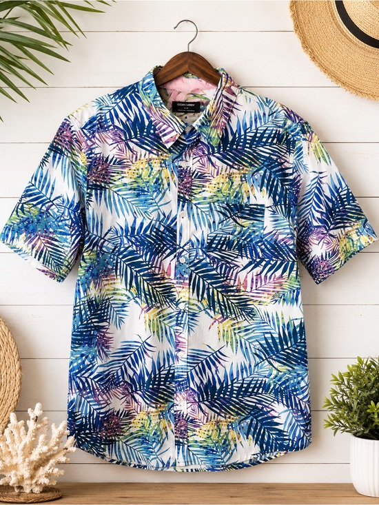 Ocean Current Other - Ocean Current Hawaiian Camp Shirt Tropical Palm Leaf Button Up Men’s Large